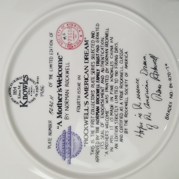 P2d- Knowles Norman Rockwell "A Mother's Welcome" 1986 LE Collector's Plate - Picture 6 of 9